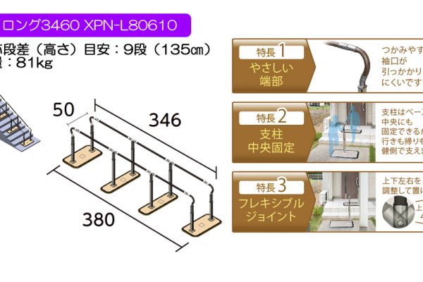 買取り実績 パナソニック エイジフリー 株式会社 ｽﾑｰﾃﾞｨ ﾛﾝｸﾞ2050伸縮ﾀｲﾌﾟ XPN-L80616 両手すり